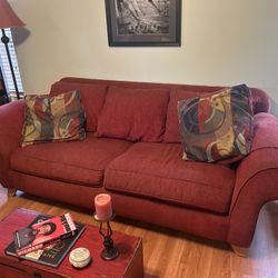 Comfortable Red Fabric Sofa