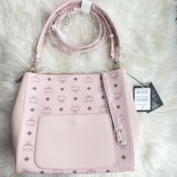 MCM Medium Aren VI Leather Hobo Shoulder Crossbody Handbag NEW - Powder Pink