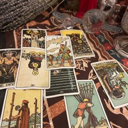 Tarot cards spiritual Candles crystals 