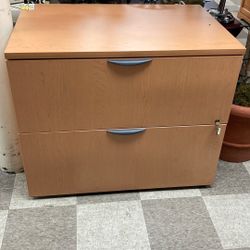  Lightwood two drawer lateral file cabinet with keys