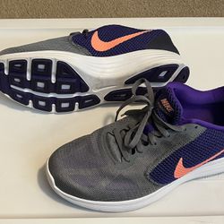 NIKE Revolution 3 Womens Gray Purple Coral Sneakers 819303-500 size 11