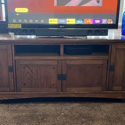 Solid Wood Rustic Farmhouse TV Stand – 5ft – $200 OBO – Heavy, Sturdy, Great Storage