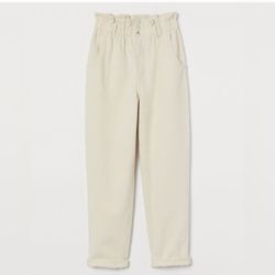 H&M Cream Paper Bag Jeans Size 12