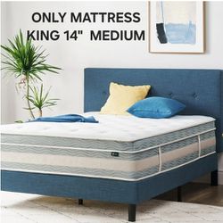 king size mattress Zinus 14 Inch Cooling Comfort Support Hybrid  Fiberglass Free, Medium Plush, Cooling Motion Isolation,  King