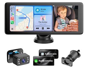 YJ1 Carplay Screen with Baby Car Camera - 6.86" HD Car Baby Monitor Touchscreen with Apple CarPlay