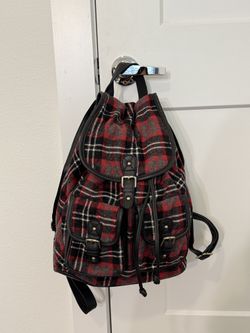 Vintage Plaid Backpack – Red/Black