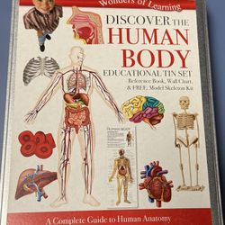 The Wonders of Learning Discover Human Body Tin Set is an educational toy designed to teach children about the human body. This set includes a book, w