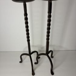 Forged Iron Pillar Candle Holders – Twisted Stem Rustic Style