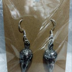 Gothic Style Bird Skull Earrings 