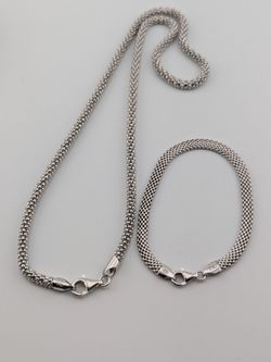 ✨ Italian Sterling Silver Necklace & Bracelet Set ✨