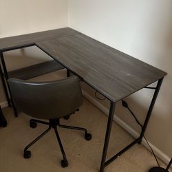 Grey and black desk