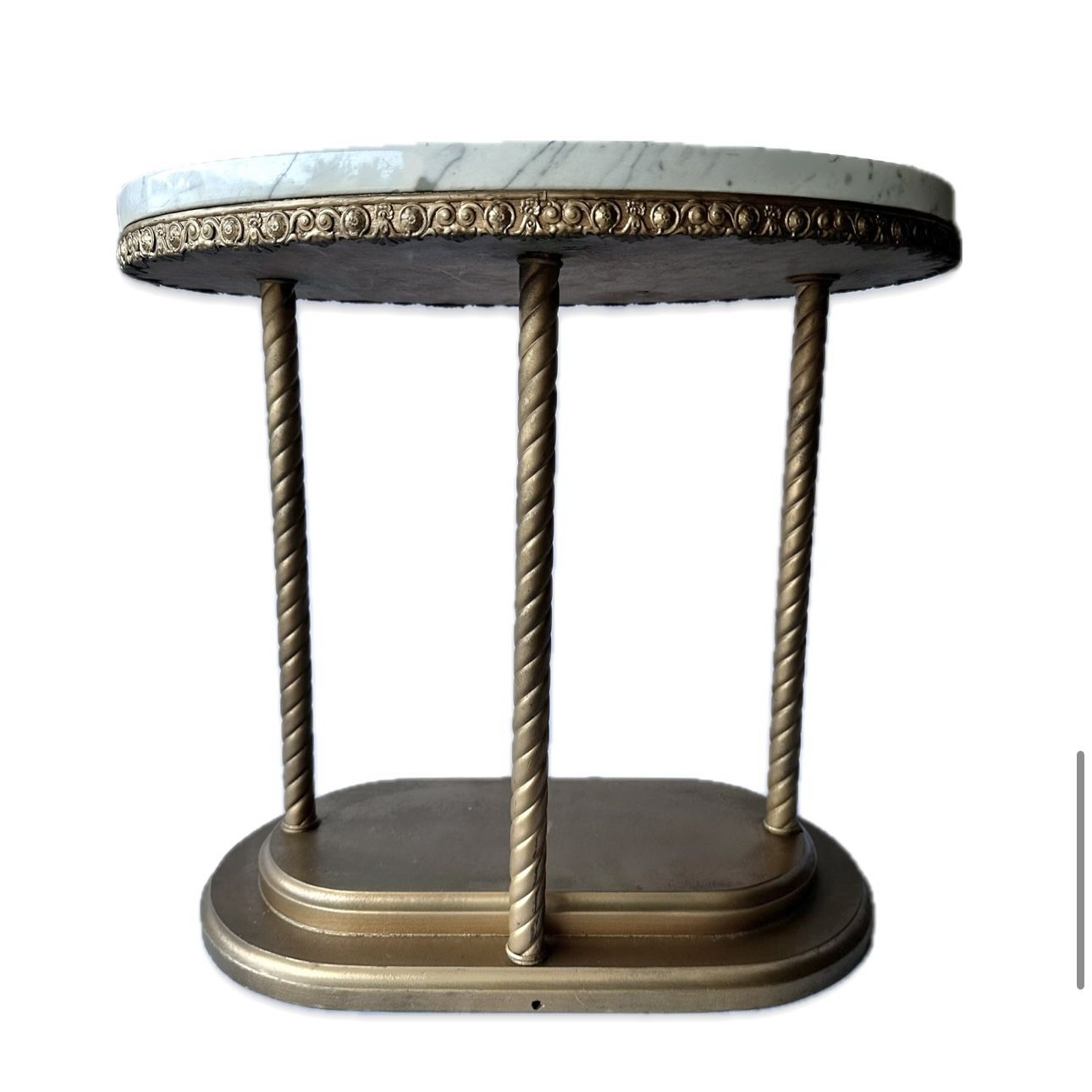 2 Marble Top Tables - Oval Gilded End Table