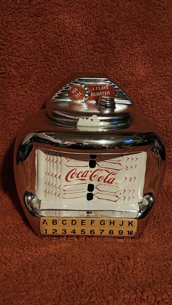 Coca Cola Brand Cookie Jar Silver Juke Box by Gibson Vintage 2000