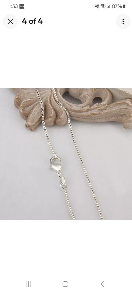 20" 1mm Box Chain Silver Stamped Unisex Jewelry