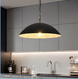 16" Pendant Lights Kitchen Island, Modern Large Pendant Light,Matte Black Dome Pendant Lights for Kitchen Living Room Dining Room Bedroom Café
