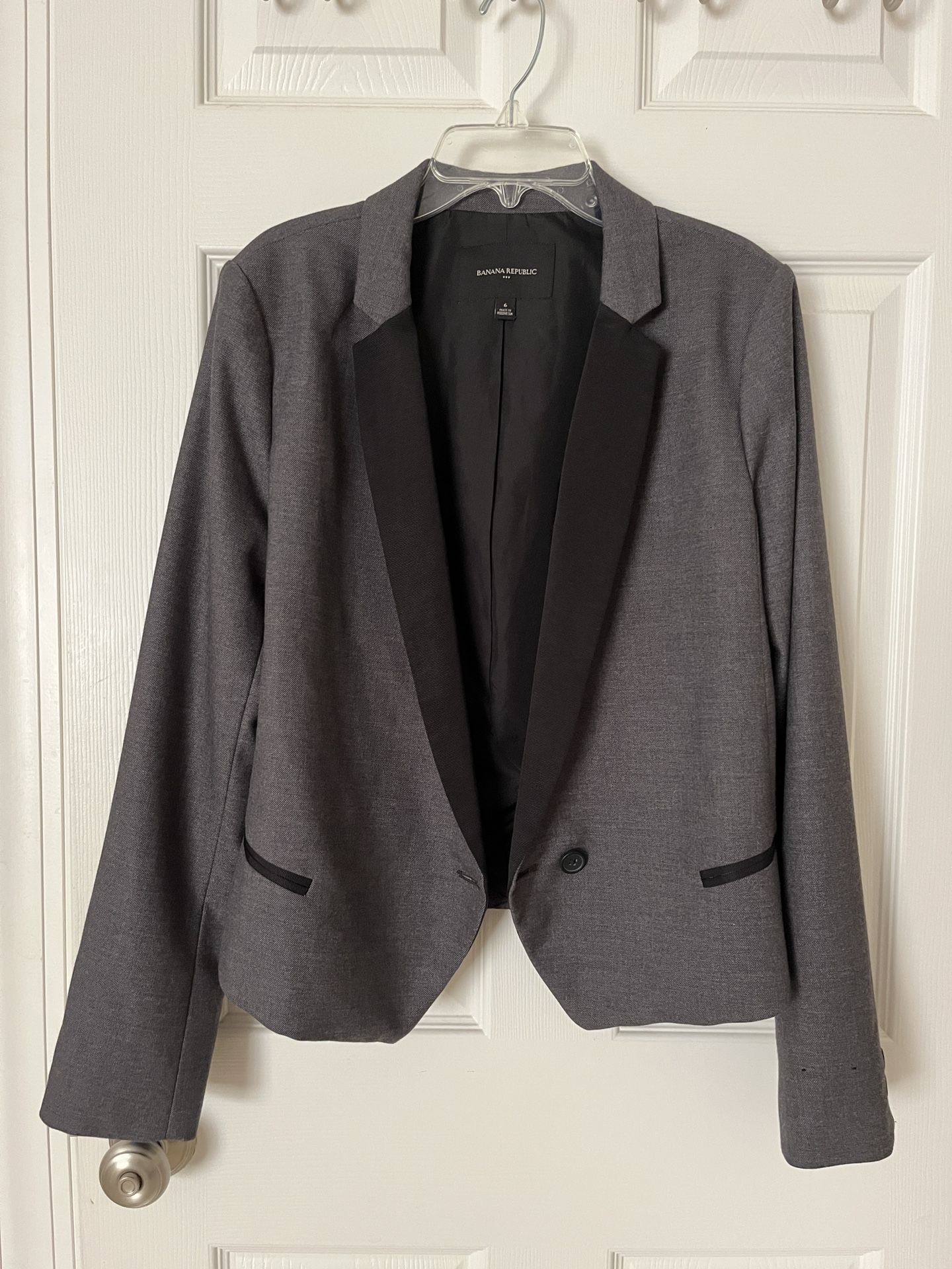 Banana Republic Women’s Blazer Size 6 Charcoal Black Office Career Jacket