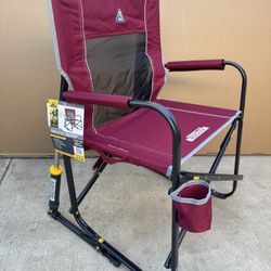Foldable Rocking Chair, Indoor/Outdoor Camp Freestyle Rocker, Maroon