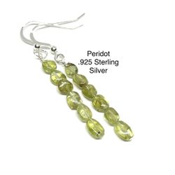 Peridot Genuine Stone .925 Sterling Silver Earrings BEAUTIFUL