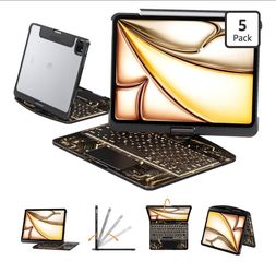 Transparent Case with Keyboard for iPad Pro 11-inch (M5/M4, 2025/2024),with 7-Color Backlit Wireless Keyboard, 360°Rotatable Protective Case Multi-Tou
