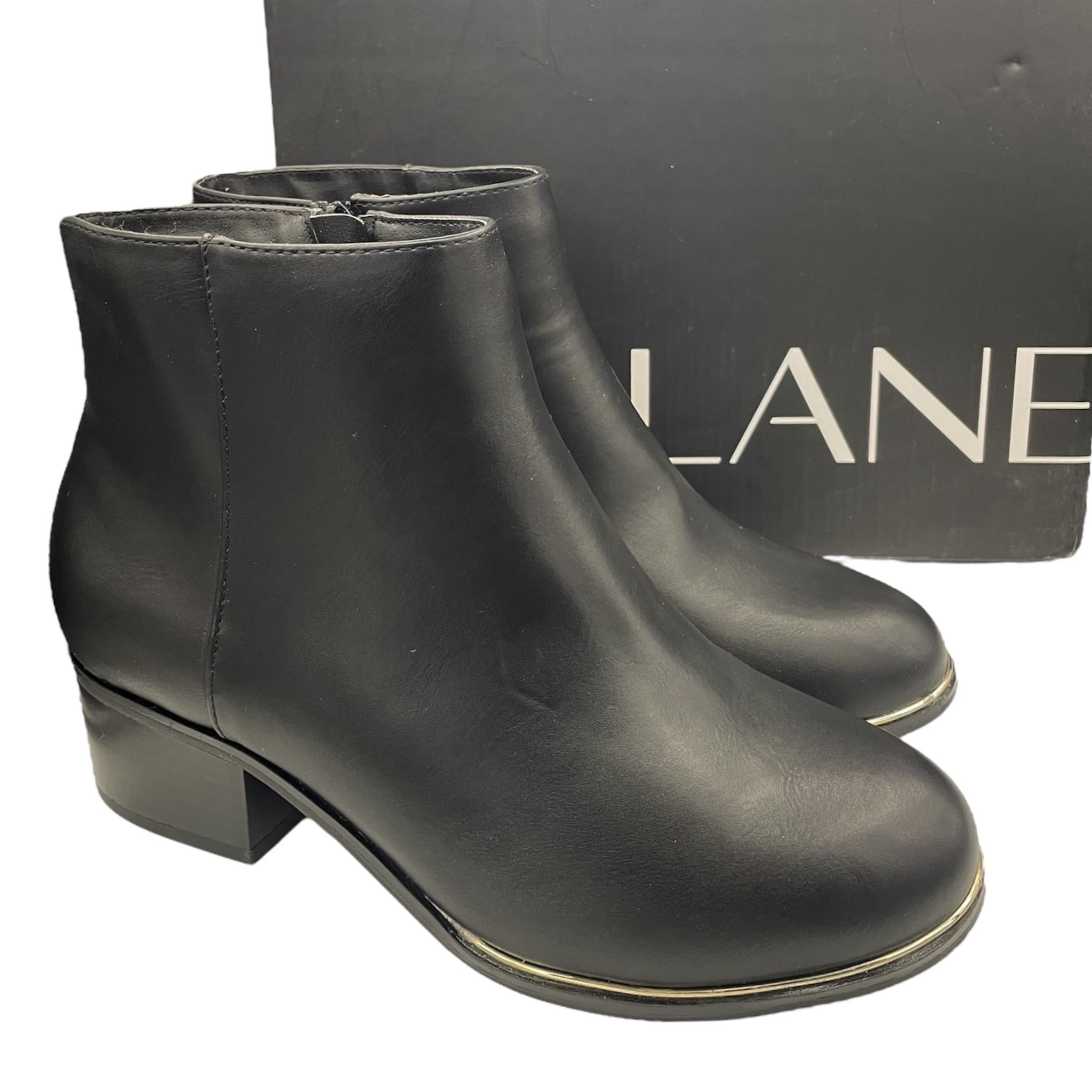 Lane Bryant wide classic leather black ankle boots with metallic trim Size 10W