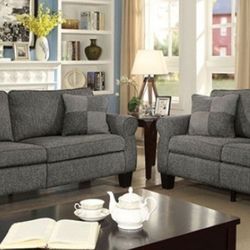 Brand New Dark Gray Sofa And Love Seat Pillows Included 