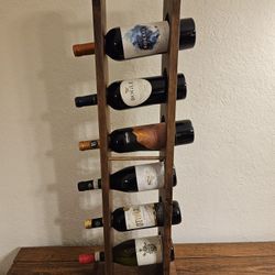 Rustic Solid Wood Six Bottle Wine Rack Holder