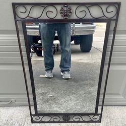 Steel ornamental frame wall mirror