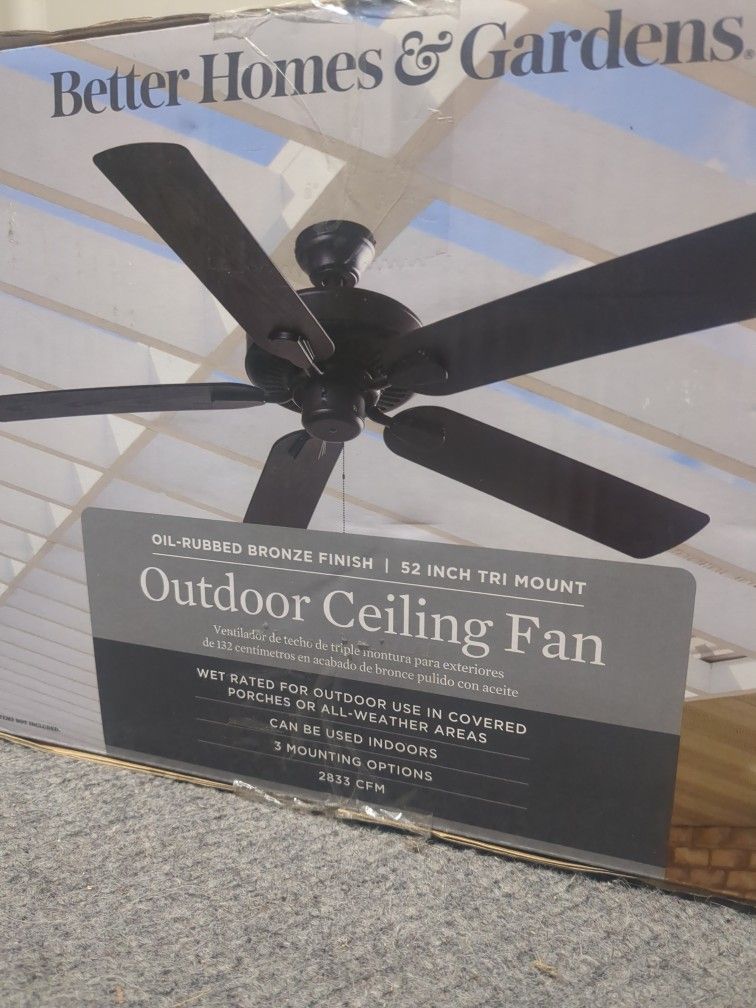 Outdoor ceiling fan Better Homes & Gardens oil rubbed bronze finish 2024 NEW in box