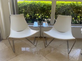 2 Modern Leather White Chairs