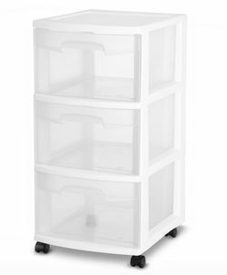 Sterilite 3 Drawer White Cart