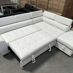 New! Modern White Sectional Sofa Bed, Sofa Bed, Sectional Sofa Bed With Storage Ottoman, Sofa Bed, Sectional, Sectionals 
