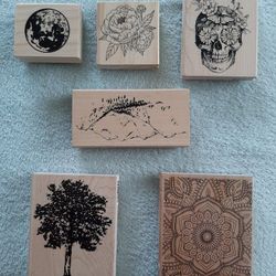 5 NEW RUBBER DIE WOOD STAMPS