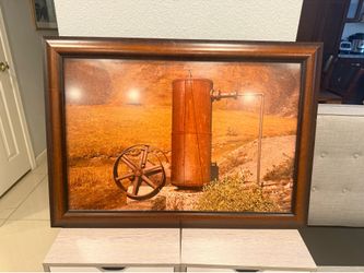 VINTAGE CUSTOM FRAMED WATER TOWER PICTURE 32.5X25.5