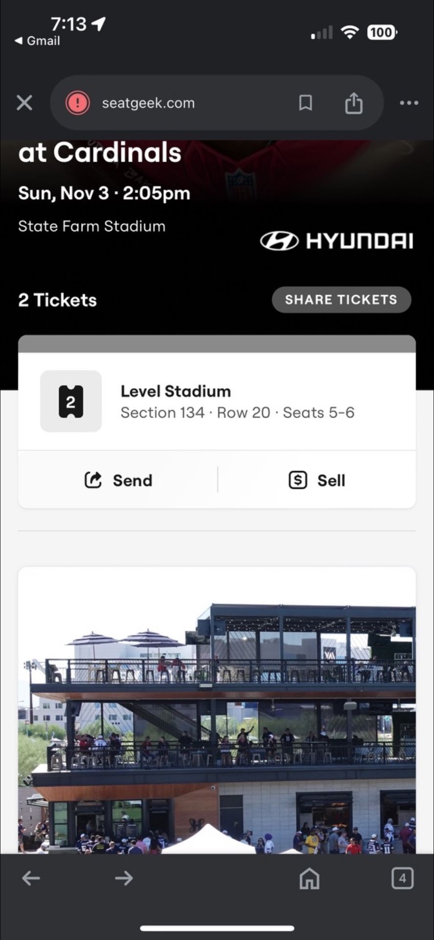 2 Tickets For The Bears Vs Cardinals
