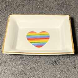 Pottery Barn “The Trevor Project” Rainbow Pride Heart Decorative Dish LGBTQ. NWT. 