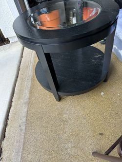 Round Black End Table