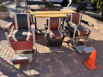 Vintage Black and Red Koken Paidar Barber Chairs Set of 4 All together 