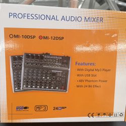 Professional 10/12/16 channel mixing console with USB jack