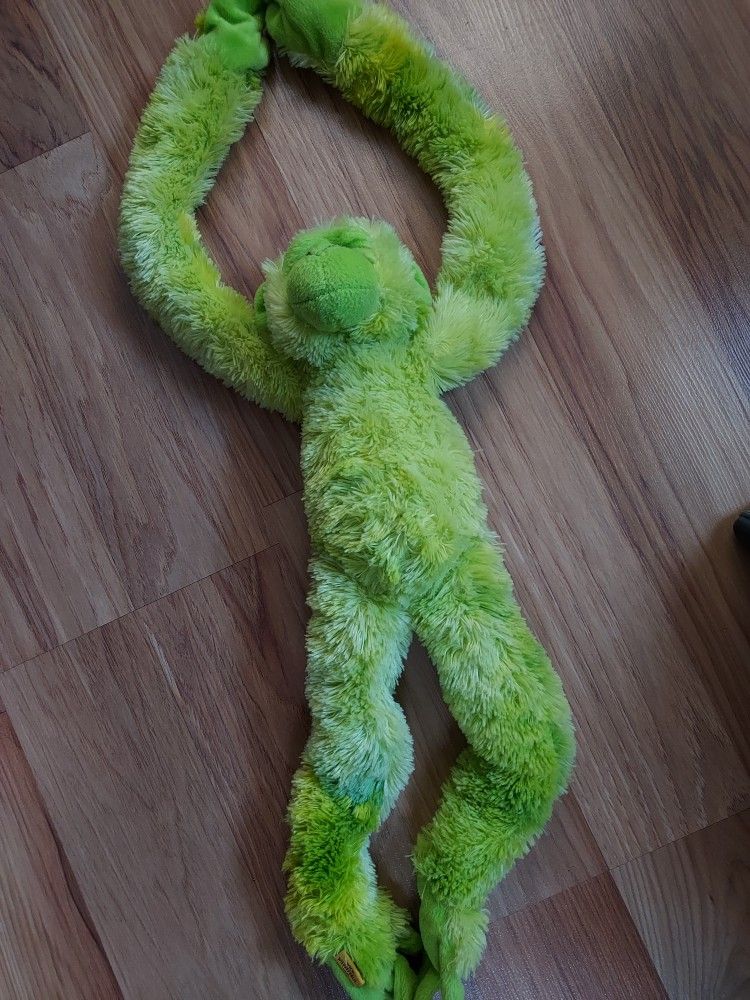 K&M International Wild Republic Lime Green Monkey Plush Long Hanging Hands Feet