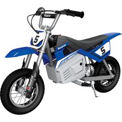 Used 90 Razor MX350 Dirt Rocket - Blue, 24V Miniature Electric Dirt Bike, up to 14 mph, for Child Ages 8+