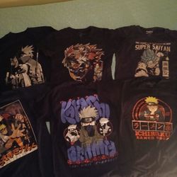 5- NARUTO and 1- DRAGON BALL Z  Tee Shirts