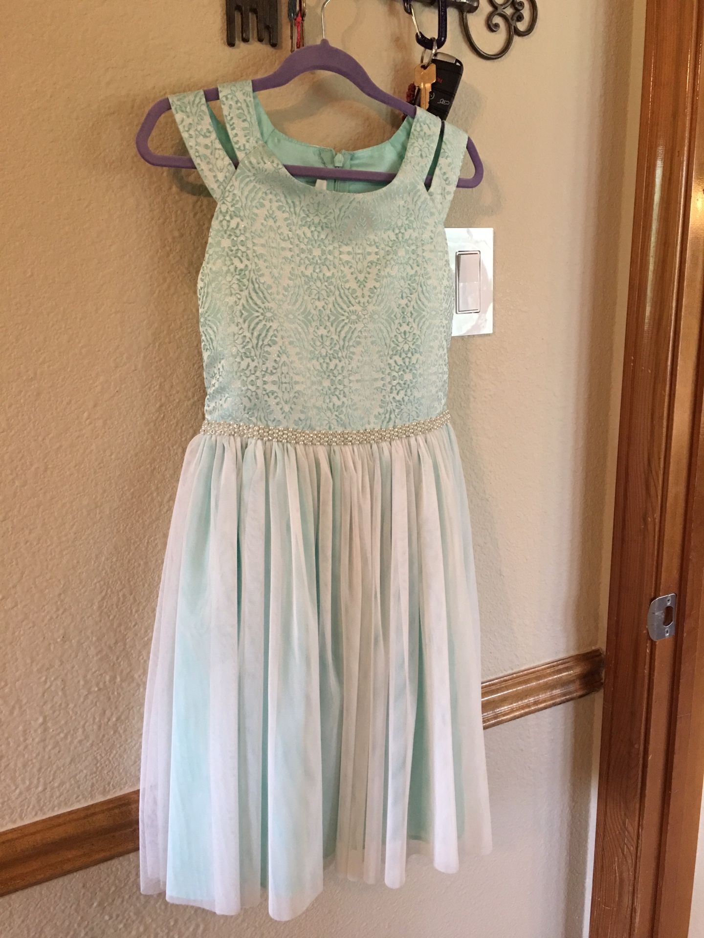 Girls Easter Dress - light turquoise - size 10