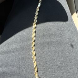 Gold Plated Rope Bracelet 7 Inch