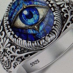 Men’s Silver Plated Evil Eye Ring. Sz; 10,11