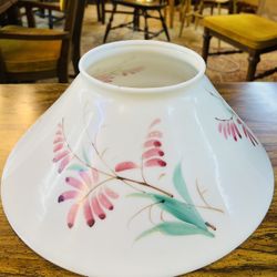 VTG  Milk/ Opal Glass Slant Lamp Shade With A Beautiful Hand-Painted Floral Design 