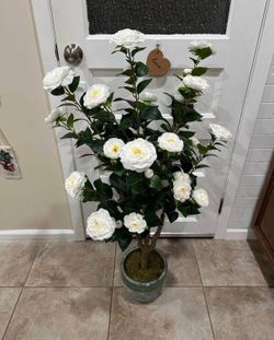 Handmade Faux Camellia Tree 46" Silk Flower Premium Arrangement