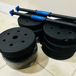 Adjustable Dumbbell Set with Plates & Spinlock Bars – Home Gym Weights (Like New, Never Used)