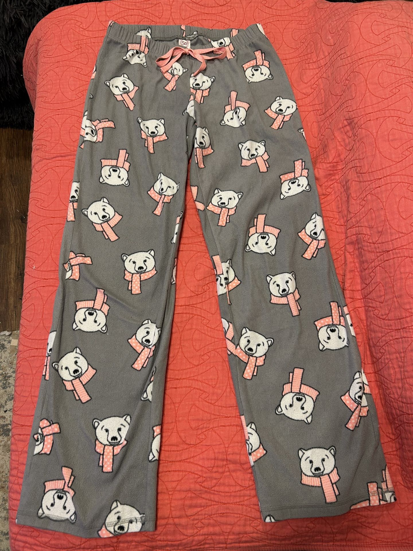 SO Women’s Size Small Fleece Grey Polar Bear PJ Pants
