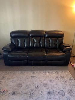 Black Leather 3-Piece Reclining Living Room Set