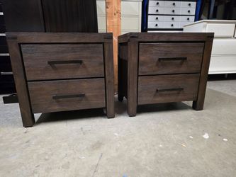 Set of 2 Modern Brown Rustic Nightstands